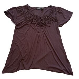 Verve Top Womens Beaded Brown Rope Bohemian Size L